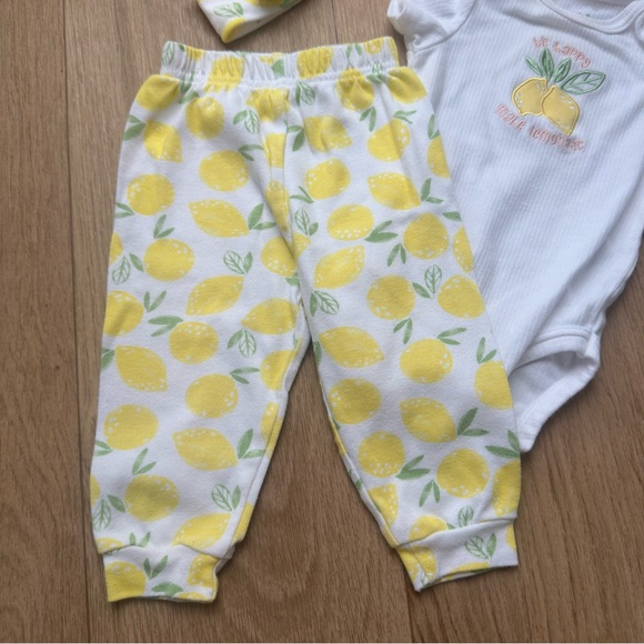Chick Pea Baby 6-9M 3 Piece Lemon Matching Set, Summer Outfit, Baby Girl Outfit - Picture 4 of 7